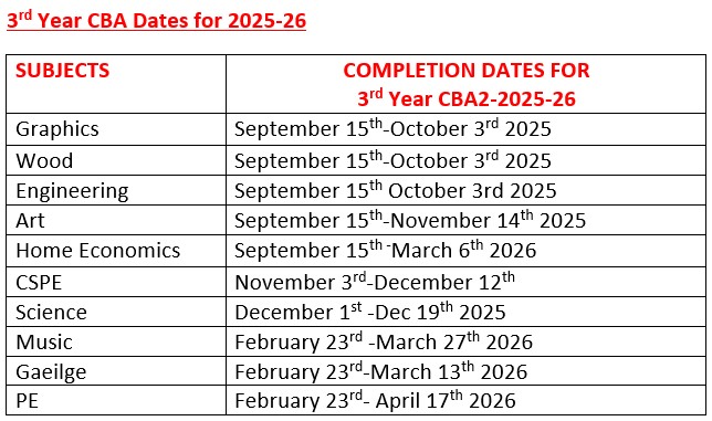 3rd year CBA calendar